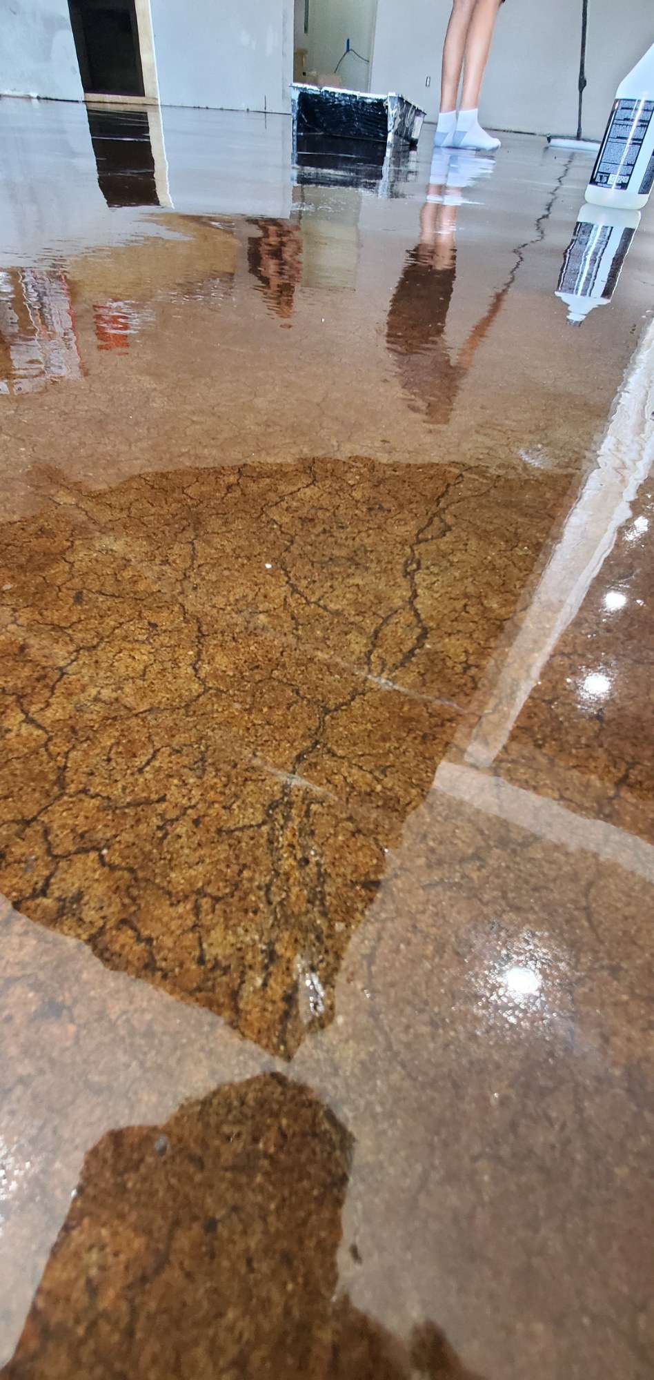 Freshly poured high-gloss metallic epoxy floor by Better Floors